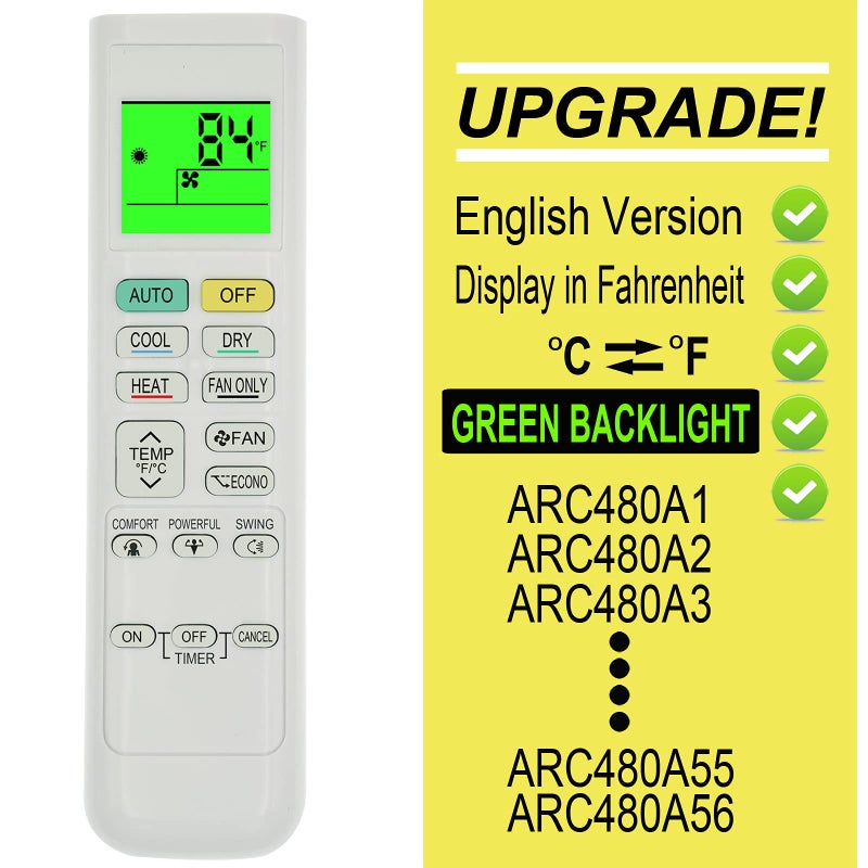 RCECAOSHAN Replacement for Daikin Air Conditioner Remote Control FTK09NMVJU FTX09NMVJU FTK12NMVJU FTX12NMVJU FTK18NMVJU FTX18NMVJU FTK24NMVJU FTX24NMVJU English Version Display in Fahrenheit - Image 2